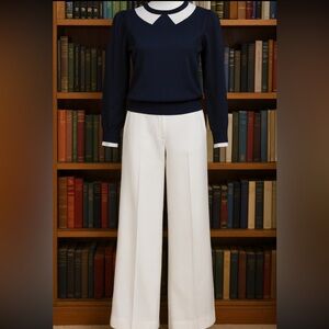 J. Crew Navy Sweater with White Trim